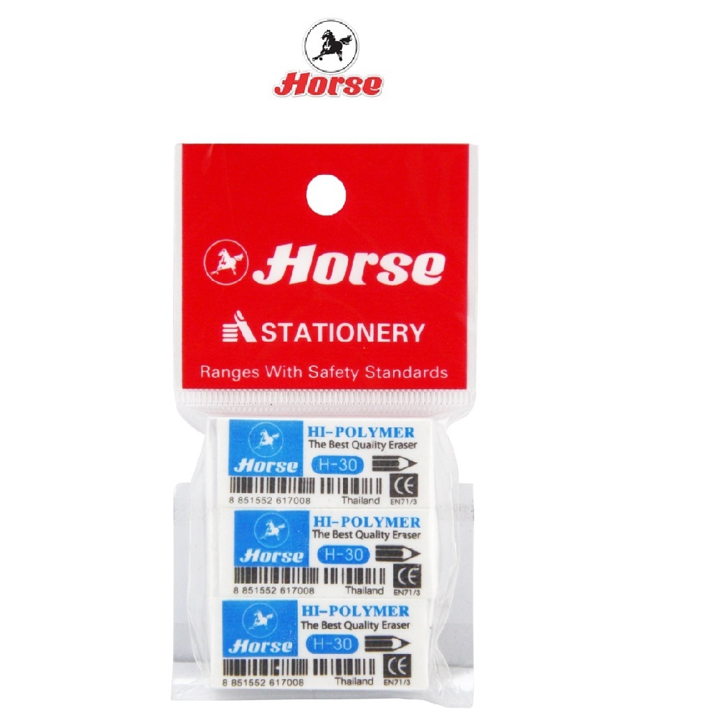 ยางลบดินสอ Hi-Polymer ตราม้า H-30 แพ็ค 3 ก้อน